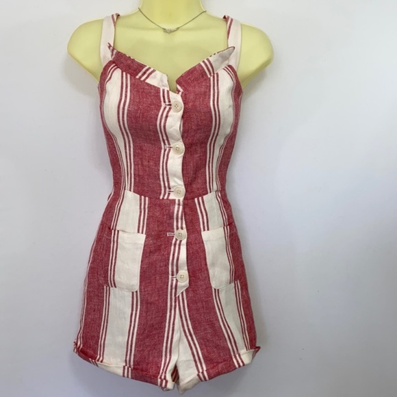 Reformation Romper Red White “Coconut “ 0 EUC` - Picture 2 of 8
